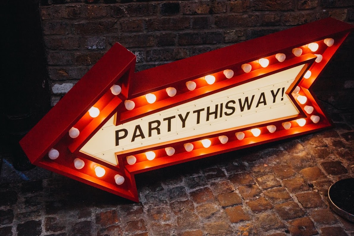 party light up arrow red wedding hampshire