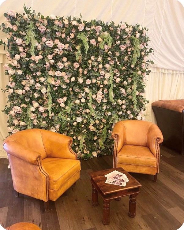 greenery and blush flower wall 8ft wedding hampshire