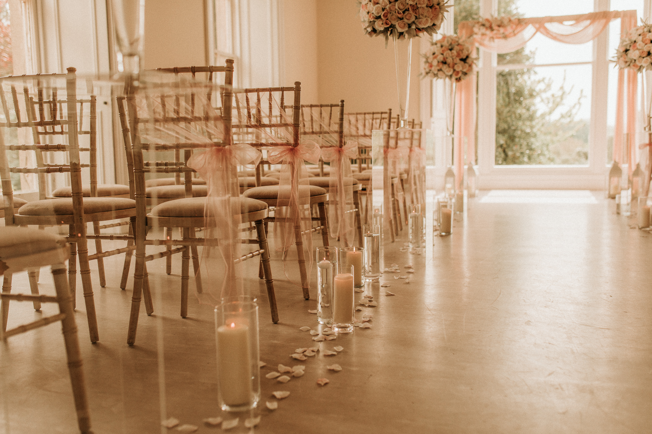 cylinder vases candles ceremony aisle